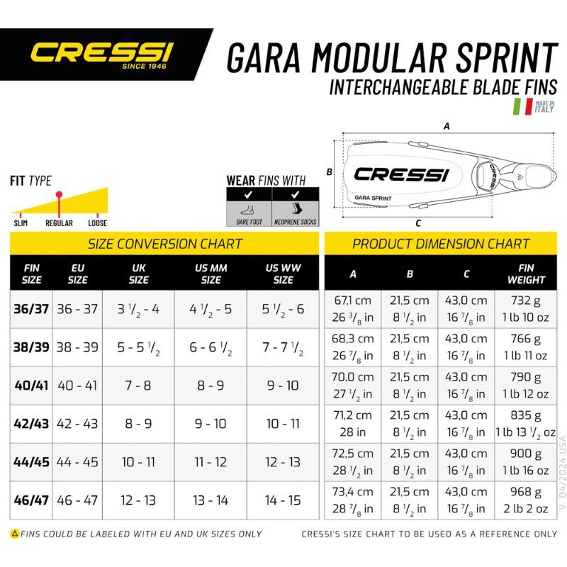 Cressi Gara Modular Sprint Fins – Blue Metal - Image 5